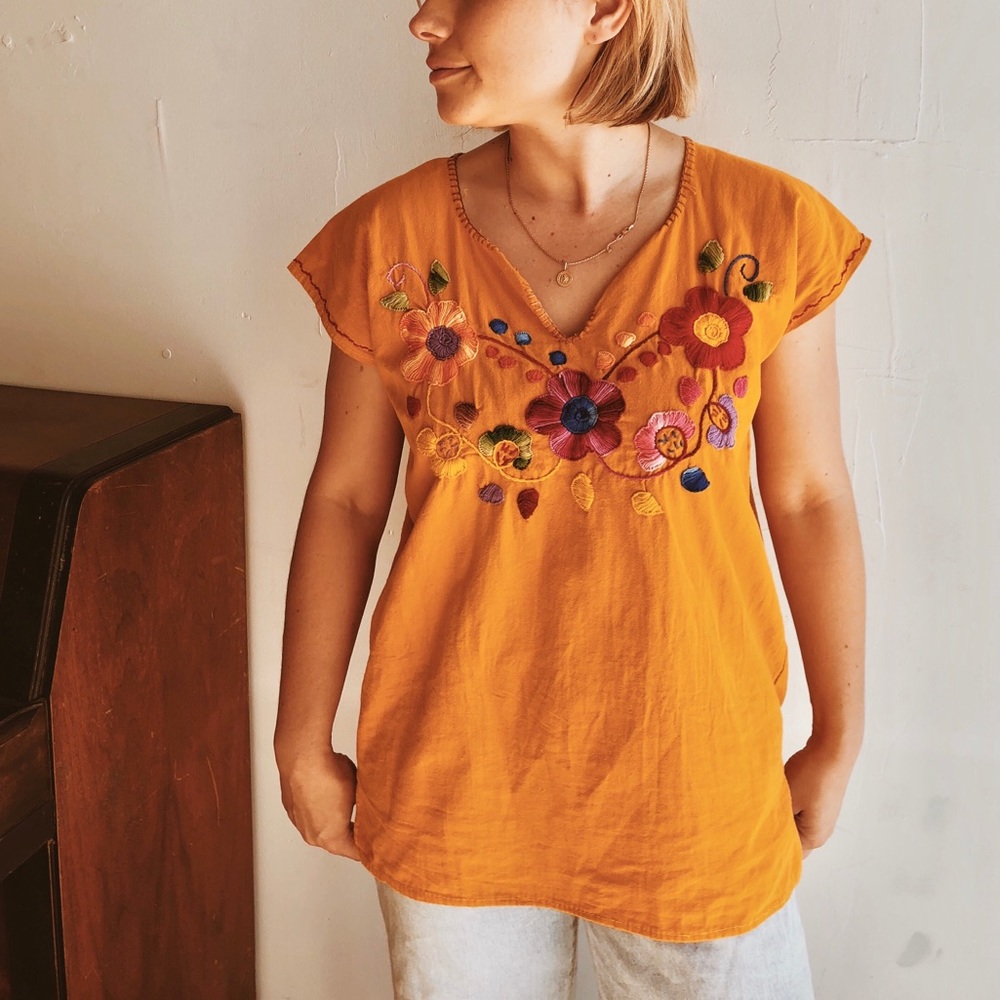 Mustard Embroidered Blouse